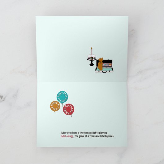 Carte Mah Jongg Chat Anniversaire (Intérieur)