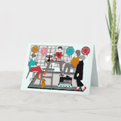 Carte Mah Jongg Chat Anniversaire (Devant)