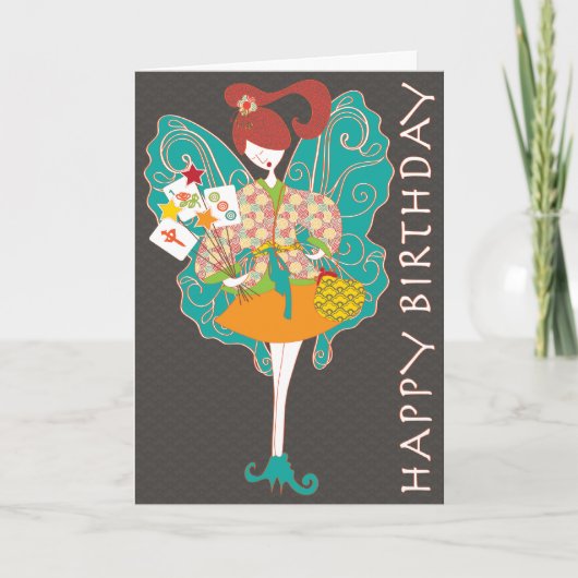 Carte Mah Jongg Fairy Birday Card (Devant)