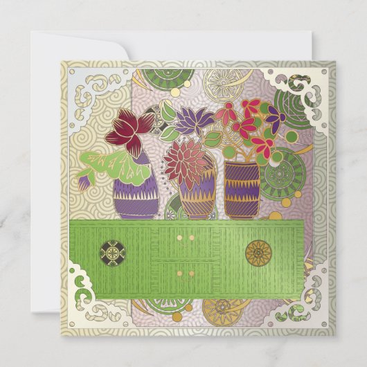 Carte Mah Jongg Green Table Flat (Devant)