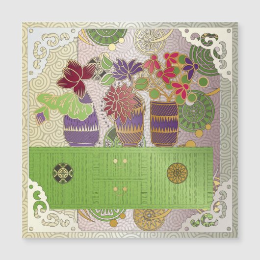 Carte Mah Jongg Green Table Magnet (Devant)