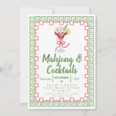 Carte Mahjong & Cocktails Christmas Party Aquarelle (Devant)