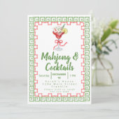 Carte Mahjong & Cocktails Christmas Party Aquarelle (Debout devant)