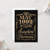 Carte mai 1992 26 ans d'être soleil anniversaire t-shi (Devant/Arrière en situation)