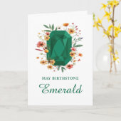 Carte Mai Birthstone Emerald Anniversaire Avec Fleurs sa (Fleur jaune)