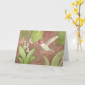 Carte Mai ; Lys de la Vallée & Colibri ; Salutation (Fleur jaune)