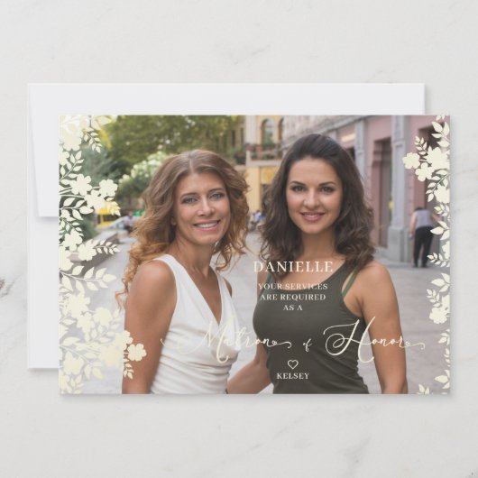 Carte Maid of Honor Proposal Botanical Frame Photo (Devant)