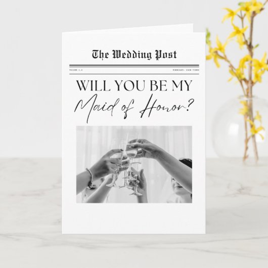 Carte Maid of Honor Proposition US, simple journal (Fleur jaune)