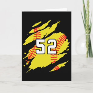 Carte Maillot de softball numéro #52 Joueur de sport Fan