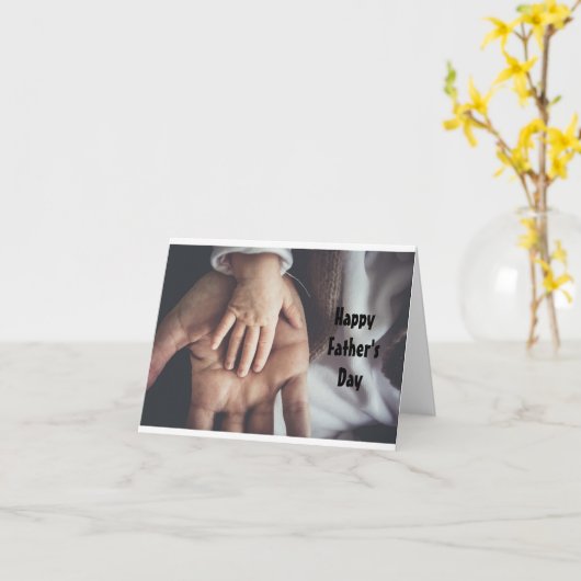 Carte Main d'Enfant avec Main de Père (Fleur jaune)