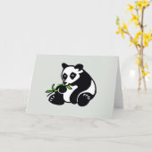 Carte Main dessinée - Ours PANDA - Faune - Nature - Vert (Fleur jaune)