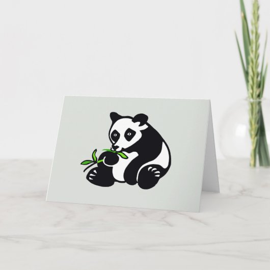 Carte Main dessinée - Ours PANDA - Faune - Nature - Vert (Devant)