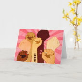 Carte Main féminine avec poing levé (Fleur jaune)