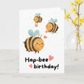 Carte Main Iillustré mignon Bumble Bee Anniversaire (Fleur jaune)
