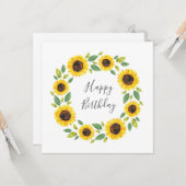 Carte Main Painted Watercolor Sunflower (Devant/Arrière en situation)