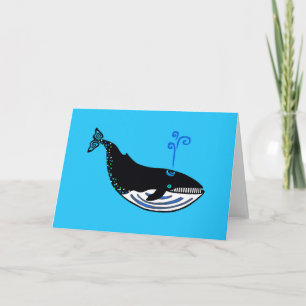 Carte Main tirée - BALEINE Bleue - Animaux en voie de di