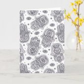 Carte Main tirée d'inspiration Hamsa (Fleur jaune)
