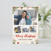 Carte Main tirée Joyeux Noël Quatre photos Collage (Debout devant)