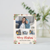 Carte Main tirée Joyeux Noël Quatre photos Collage (Debout devant)