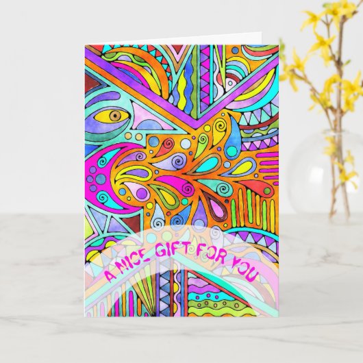 Carte Main Tirée Par EDDArt - Blah Blah Blah 1 (Fleur jaune)