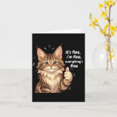 Carte Maine Coon Cat Meme It's Fine I'm Fine Everything' (Fleur jaune)