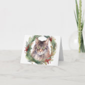 Carte Maine Coon Chat Noël Wreath Festive Kitten (Devant)