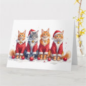Carte Maine Coon Christmas Dress Santa Hat (Fleur jaune)
