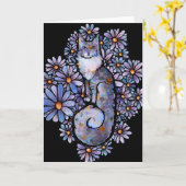 Carte Maine Coon Dilute Calico Cat Violet (Fleur jaune)