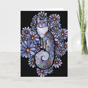 Carte Maine Coon Dilute Calico Cat Violet