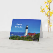 Carte Maine Portland Head Light Photo Anniversaire (Fleur jaune)