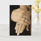 Carte Mains de nouveaux mariés (Fleur jaune)