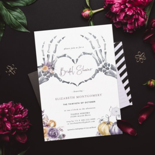 Carte Mains de squelette | Fête des mariées d'Halloween