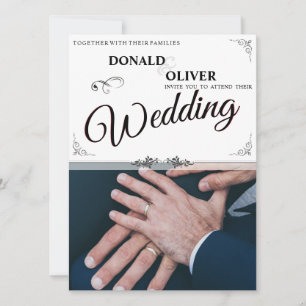 Carte Mains d'un couple de Mariages gais avec anneaux