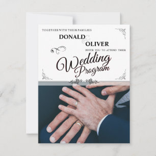 Carte Mains d'un couple gay de mariage avec des anneaux