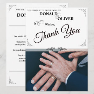 Carte Mains d'un couple gay de mariage avec des anneaux