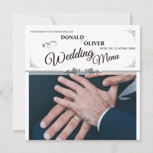 Carte Mains d'un couple gay de mariage avec des anneaux