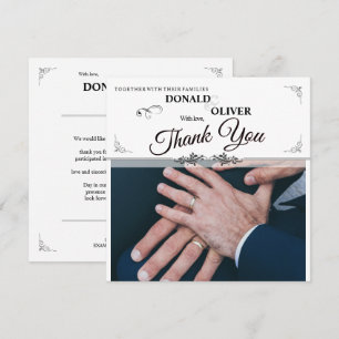 Carte Mains d'un couple gay de mariage avec des anneaux