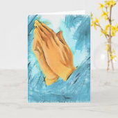 Carte Mains en prière (Fleur jaune)