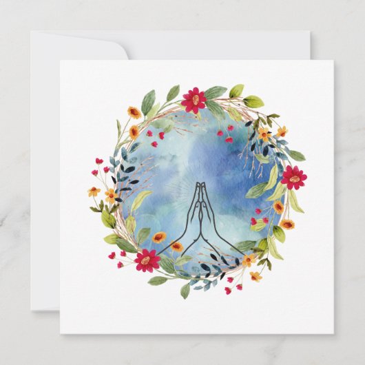 Carte Mains en prière aquarelle (Devant)