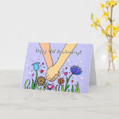 Carte Mains romantiques - datation / cadeau anniversaire (Fleur jaune)