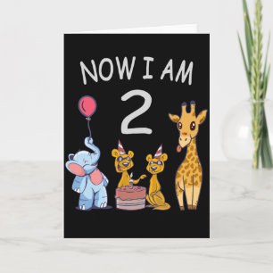 Carte Maintenant j'ai 2 ans 2ème anniversaire au Zoo