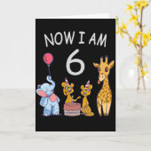 Carte Maintenant j'ai 6 ans 6ème anniversaire au Zoo (Fleur jaune)