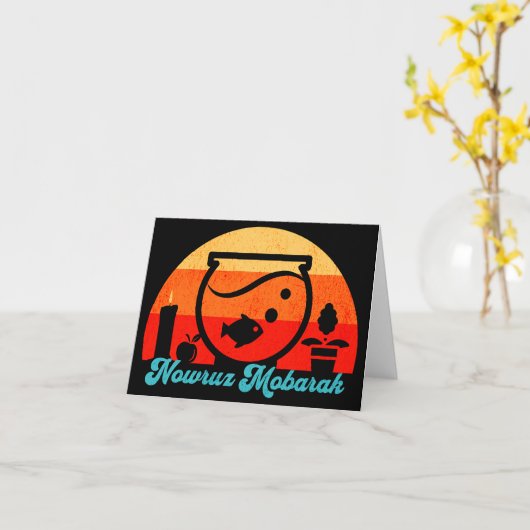 Carte Maintenant Rétro Norouz Mobarak Poisson Rouge (Fleur jaune)