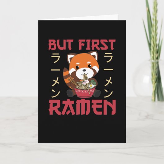 Carte Mais Le Premier Ramen Rouge Panda Mange Ramen (Devant)