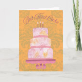 Carte "Mais Premier Gâteau" Gâteau Vintage rose (Devant)