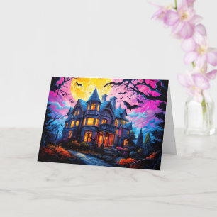 Carte Maison ancienne hantée Bonne Halloween