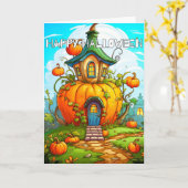 Carte Maison Citrouille d'Halloween très agréable (Fleur jaune)