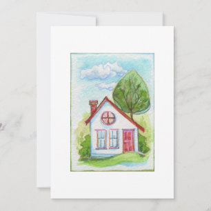 Carte Maison couleur aquarelle
