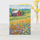 Carte Maison d'Anniversaire En Champ Fleur sauvage (Fleur jaune)