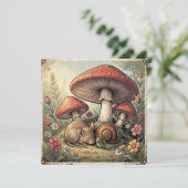 Carte Maison de Campagne Rétro Champignons et Faune (Debout devant)